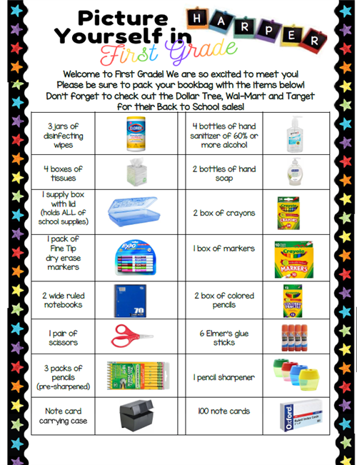 1st grade supply list